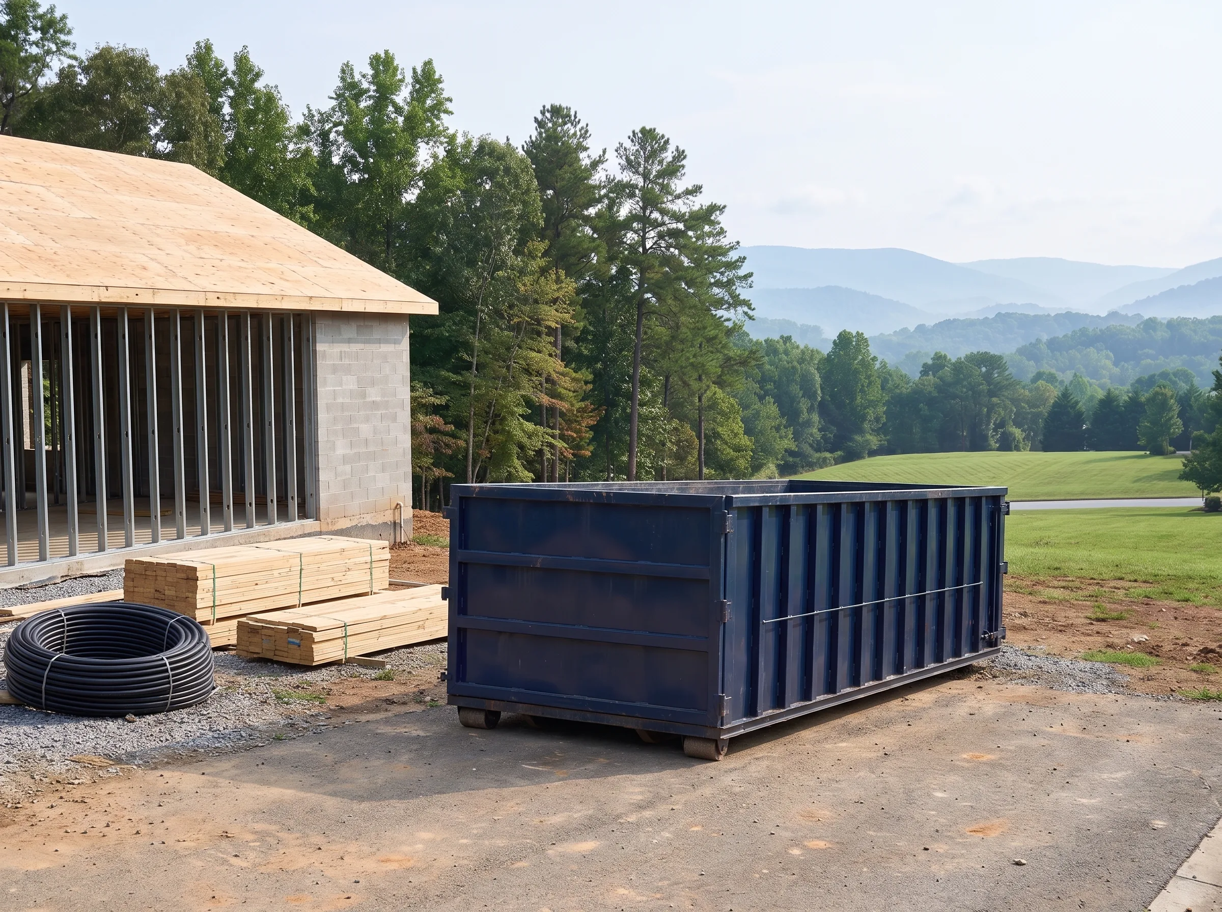 Roll-off dumpster being loaded in Knoxville, TN